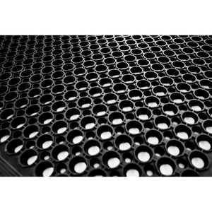 Tapis de sol moderne MONA 80x120x1,2 cm en polyester noir, paillasson d'accueil pour couloir avec grattoir à saleté et attrape-chaussures pour usage extérieur et bureau - Product Image 1