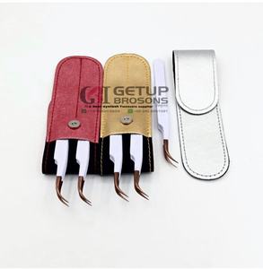 แหนบต่อขนตาสแตนเลสปลายโค้งสีขาวเคลือบด้วยผงโรสโกลด์เครื่องมือความงาม - Product Image 2