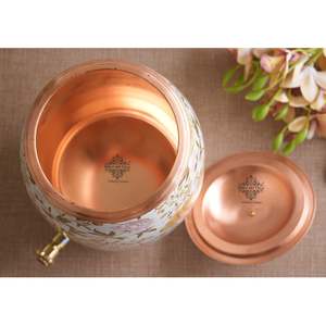 Hervidor de agua de cobre puro de 10 litros con estampado dorado, diseño floral, de aluminio esmaltado y metal, capacidad de 2 litros, para uso doméstico - Product Image 4