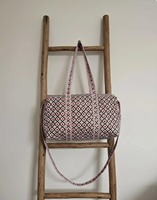 Sac de voyage décontracté matelassé en coton fait main, écologique, imprimé floral, durable, grande capacité, tactique, pour l'extérieur