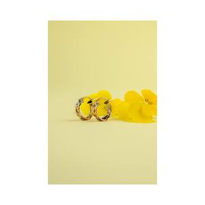 Del Pia - Aros de Lujo de Alta Calidad al por Mayor, Tres Colores, Cuatro Tubos, 10 mm, Chapado en Oro de 18 Quilates sobre Plata de Ley 925 - Product Image 2