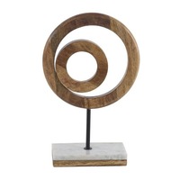 Ensemble de sculptures modernes en disque métallique texturé sur base en marbre, pièce d'art décorative ronde de luxe pour console d'étagère de table pour bureau à domicile