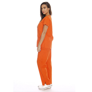 Uniformes médicaux de gommage pour hôpitaux personnalisés, ensembles de gommage pour femmes avec logo personnalisé, col en V, pour infirmières - Product Image 2