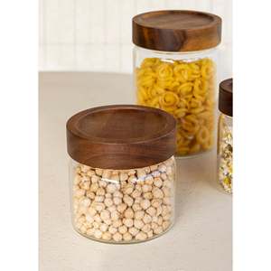 Acacia Wood Lid 500ml Glass <b>Jar</b> for <b>Airtight</b> Storage for Kitchen & Home Food Storage & Containers - Product Image 2