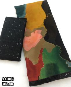 Sari Indio de Diseño Elegante, Estilo Étnico, en Georgette, Última Moda Digital Exclusiva, para Fiestas y Bodas, con Blusa para Mujer - Product Image 3