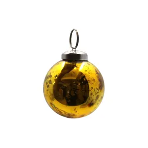 Handmade Decorativo Antigo Amarelo Vidro E Ferro Natal Pendurado Bola Ornamentos Para Pendurado Uso em Massa