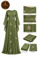 Robe de mariée musulmane élégante et tendance, brodée de paillettes, Abaya arabe de Dubaï, Kaftan pakistanais, longueur au sol, manches extra-longues