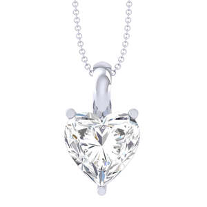 Collar con Colgante Solitario de Plata de Ley 92.5 Clara, Chapado en Oro Blanco, con Forma de Corazón, para Mujeres y Niñas, Colgantes y Dijes Finos - Product Image 1