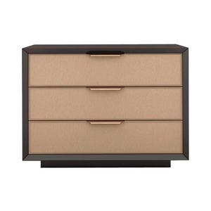 Modern Minimalist 3-Drawer Nightstand with Brass Hardwares for Bedroom Furniture with <b>Large</b> <b>Storage</b> Feature - Product Image 1