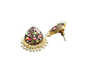 Joyería de buena calidad pintada a mano, pendiente de piedra chapado en oro, accesorios de joyería de moda para niñas y mujeres - Product Image 3