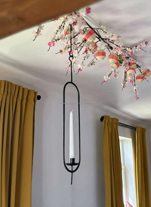 Handmade Beautiful Oval Single Taper <b>Candle</b> Holder Wrought Iron Forged Steel Metal Stand for Christmas <b>Hanging</b> <b>Candle</b> Jar Holder - Product Image 3