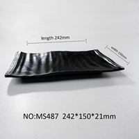 MS487 Vaisselle professionnelle incassable en mélamine Assiettes à dîner en plastique noir japonais personnalisables en forme pour les fêtes