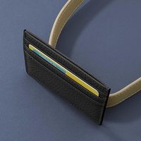 Hakiki Deri Minimalist Açık Kredi Kartı Tutucu ve Cüzdan, 6 Kart Yuvası ve 1 Cebi ile Unisex için