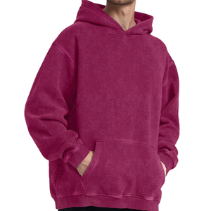 High Quality Custom Printed Embroidered Breathable Stone Acid Washed Men's Pullover Hoodie 100% Cotton 500 GSM Eco-Friendly - Product Image 5
