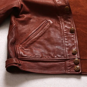 Super veste corsack en cuir de chèvre en peau de mouton véritable taille asiatique en tissu de toile - Product Image 2