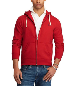 Custom Own Plain Red Classic Zip up Hoodies Best Street Wear Sudaderas con cremallera completa de alta calidad Cómodo OEM Logotipo personalizado - Product Image 1