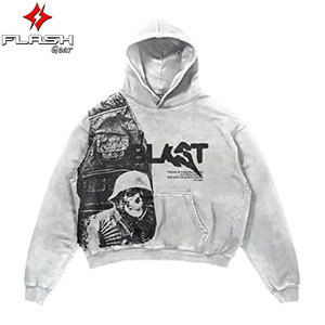 Logo exclusif de tendance de matériel de Hoodies brodé par hiver lavé de polyester/coton personnalisé lâche confortable adapté aux besoins du client - Product Image 1