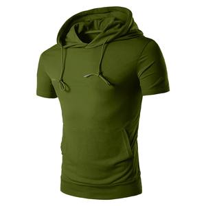 Chaleco con capucha de manga corta para hombre, sudadera de entrenamiento para gimnasio, Fitness, correr, culturismo, ropa deportiva, Jersey - Product Image 4