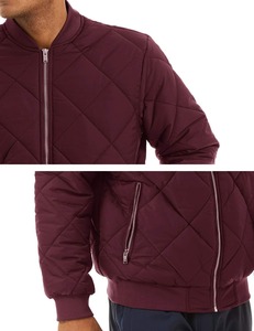 Unisex Autumn Winter Wool <b>Bomber</b> <b>Jacket</b> Diamond Pattern Fleece Lined <b>Baseball</b> Style XL Size for Men - Product Image 5