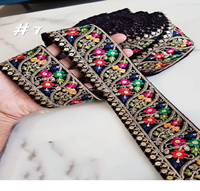 Rubans et lacets brodés à la machine sur mesure dans divers modèles-paillettes brodées de couleur noire pour robes de mariée