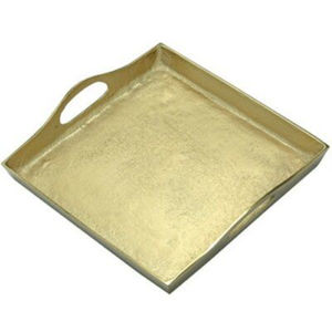 <b>Raw</b> Gold Finished Brass <b>Trays</b> With Handle Customized Size & Shape Tabletop Food Serving <b>Tray</b> Uses in Hotels and Restaurants - Product Image 1