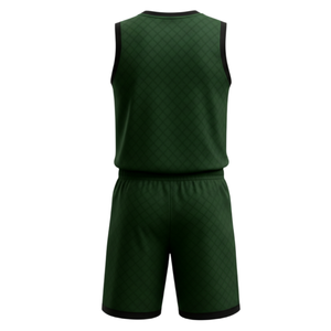 Nuevo Diseño de Uniforme de Baloncesto con Patrón de Diamantes Verde Oscuro - Conjunto Deportivo Personalizado Sublimado con Camiseta de Cuello en V y Pantalones Cortos - Product Image 3