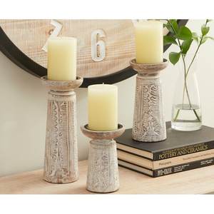 Unique Design Wooden <b>Candle</b> Holder <b>Set</b> of 3 with White Finished Perfect for Wedding Parties and Christmas Decor - Product Image 2