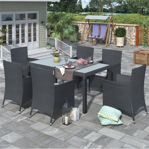 Six chaises et verre en T de table pour diner l'ensemble extérieur pour la famille, station de vacances, restaurant - Product Image 2