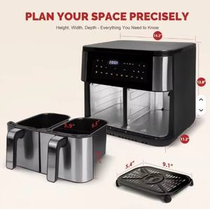 Friteuse à air double panier 4,1-5L avec écran tactile et fonction Smart Sync, prise en charge de la langue française, pour usage domestique et professionnel - Product Image 2