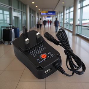 30W <b>UK</b> <b>Plug</b> Universal Adapter with <b>USB</b> Port 5V 2.1A 8 Prongs 1.2m Cable Travel Adapters - Product Image 3