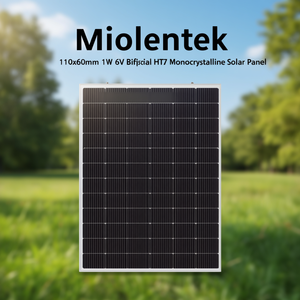 แผงโซลาร์เซลล์แบบโมโนคริสตัลไลน์ HJT สองหน้า Miolentek ขนาด 110x60 มม. 1 วัตต์ 6 โวลต์ - Product Image 3