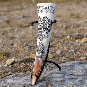 Cuerno vikingo DIY para beber, artesanías naturales talladas, simbolismo nórdico, Animal, estilo religioso, cultura decorativa, conexión con los dioses - Product Image 2