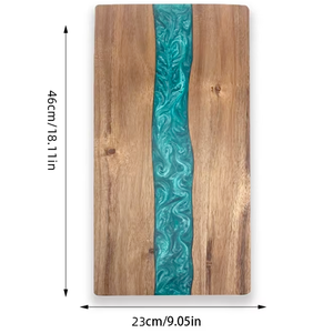 Planche à découper rectangulaire en bois d'acacia et résine 13,8*9 pouces, grain sur le dessus, pour la cuisine, planche à découper et à trancher, matériau en bambou - Product Image 3