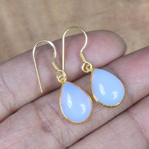 Classic 925 Sterling Silver Fine Jewelry Handmade Drop <b>Earrings</b> with Natural Chalcedony Gemstone for Parties - Product Image 2