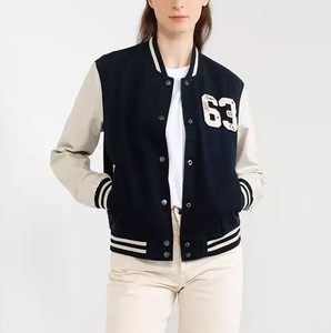 Chaqueta Universitaria Personalizada para Mujer, Fabricante de Ropa Urbana, Chaquetas Letterman, Chaquetas de Béisbol con Parches Bordados en Chenilla de Lana - Product Image 1