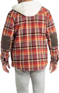 Boomletcorp 100% algodón nuevo hombre Casual con capucha Chaqueta de manga Regular ropa cálida para hombre camisa de lona a cuadros hombres de talla grande Fallanel - Product Image 4