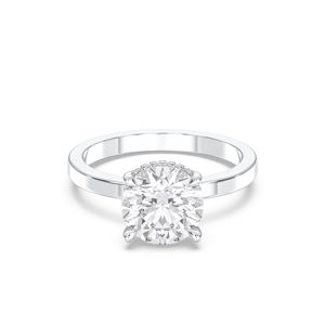 Juego de puntas de anillo de compromiso de diamante solitario de 3,13 quilates de corte redondo de quilates en plata de ley chapada en oro para mujer - Product Image 3