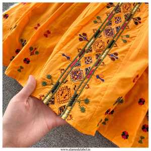 Vestido bohemio bordado floral mexicano para mujer 100% algodón Casual manga larga con cintura Natural negro lavable - Product Image 4