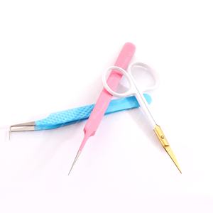 Pinzas de extensión de pestañas de acero inoxidable, etiqueta personalizada, Punta cerrada, 100, ventiladores, pinzas personalizadas - Product Image 1