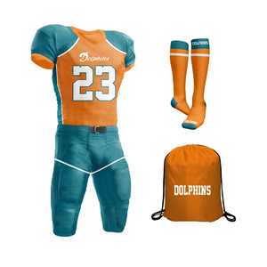 Nouvelle conception, ensemble d'uniformes de football américain personnalisés imprimés, chaussettes, sac de sport, manches courtes, 100% polyester respirant - Product Image 3