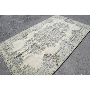 พรมวินเทจขนาด 5.6x9.4 ฟุต พรมตุรกีขนาดใหญ่ พรมลายตะวันออกสีเบจเขียว - Product Image 2