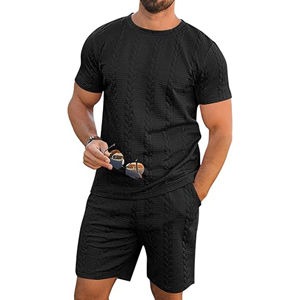 Conjunto de ropa deportiva transpirable de dos piezas para hombre, camiseta de verano y pantalones cortos para ejercicio en interiores/exteriores - Product Image 1