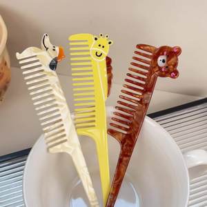 SHE SHARES dessin animé ours peigne à cheveux mignon longue poignée <span class=keywords><strong>brosse</strong></span> à lisser outil de soin des cheveux Portable pour les filles et les étudiants - Product Image 1