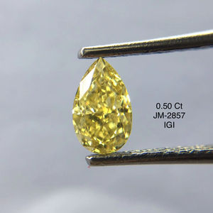 Corte de pera de 0,50 quilates, 100%, fantasía Natural, amarillo intenso, suelto, IGI Lab, diamantes certificados SI1, joyería de claridad, uso OEM ODM - Product Image 1