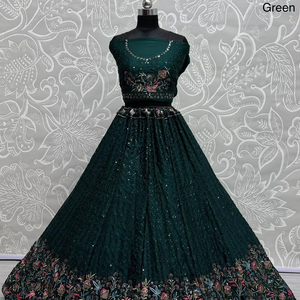 Lehenga สำหรับเจ้าสาวงานปักลายดอกไม้สวยๆ - Product Image 5