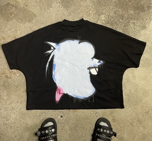 Fabricant personnalisé de t-shirts courts Boxy T-shirt à bords coupés T-shirt graphique vintage en coton noir lavé à l'acide pour hommes vente en gros - Product Image 6