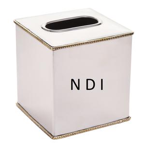 Boîte à mouchoirs décorative de style luxueux en métal perlé de cristal pour la décoration de table de dîner ou de fête de mariage - Product Image 5