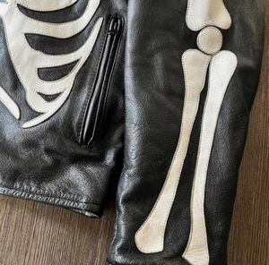 Nouvelle veste en cuir véritable vestes de moto squelette motard veste en cuir de vachette véritable pour hommes veste de moto - Product Image 4