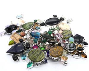 New Trending Vintage Brass <b>Necklace</b> for Women Mix Gemstone <b>Christian</b> Pendant Hot Fashion for Party Same Design Assorted Natural - Product Image 2