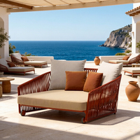 Lit de repos à assise profonde, corde tissée sur cadre en aluminium, pour piscine avec coussin étanche, qualité commerciale